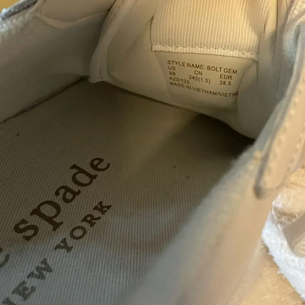 kate spade Bolt Gem Leather Sneakers White Size 8